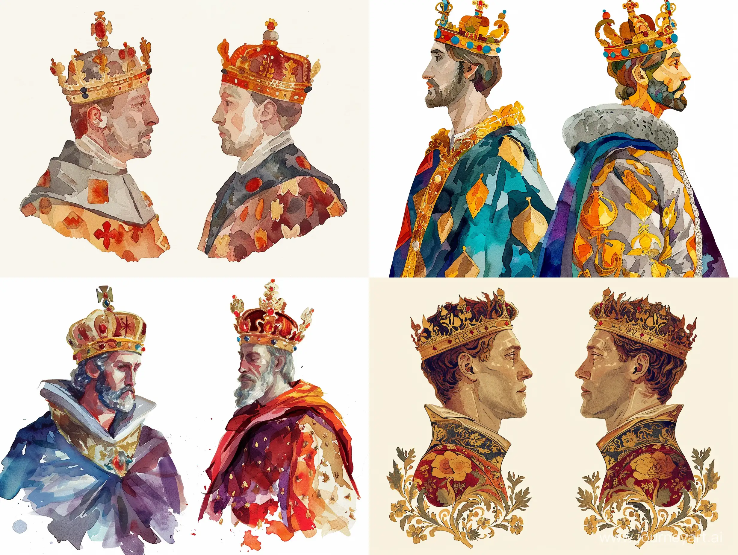 Renaissance-King-Ornament-Reflective-Decorative-Watercolor-Illustration