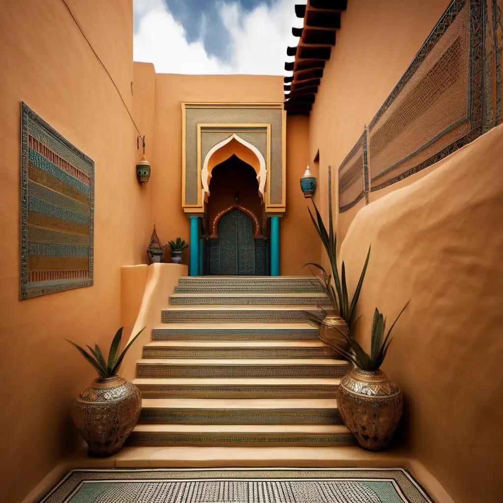 marrokanischer Stil treppe ohne das Tor im vordergrund

