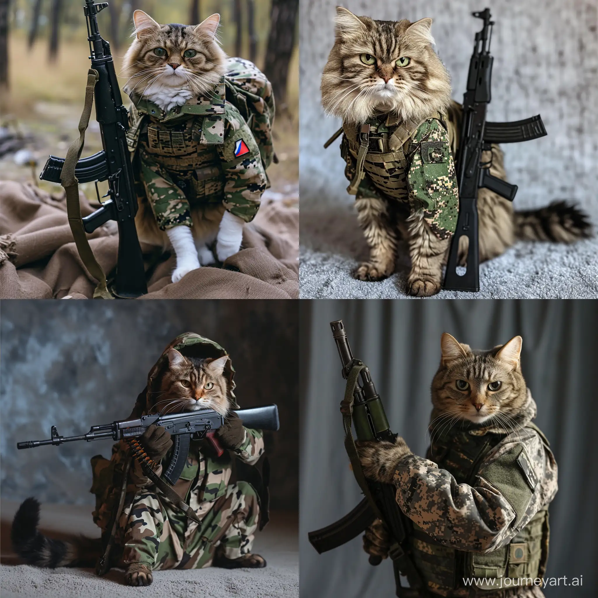 Russian-Armed-Forces-Cat-in-Multicam-Uniform-with-AK74