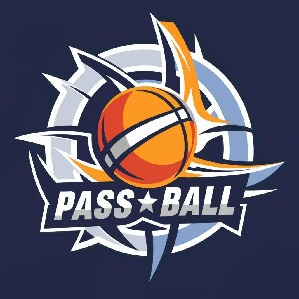 logo, NBA logo, with the text """"
Pass ball



"", typography, be used in Sports Fitness industry