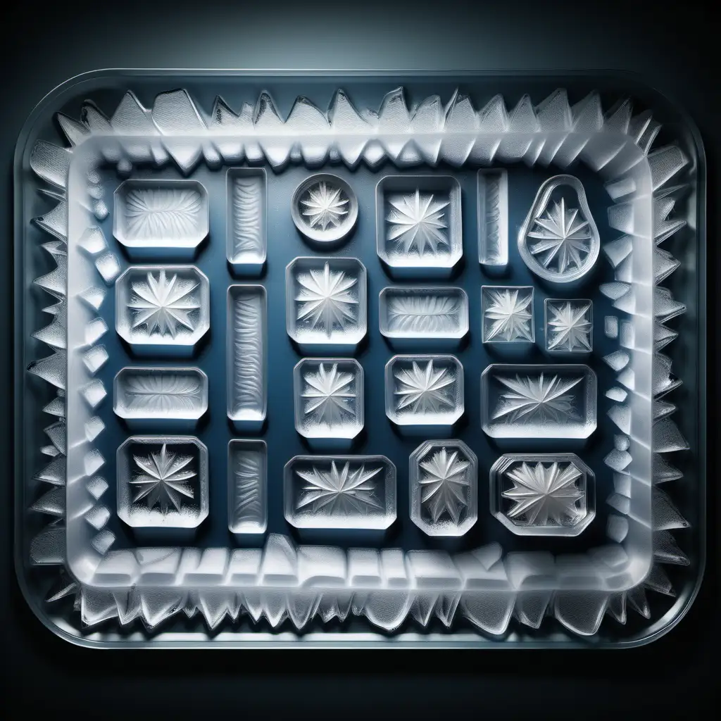 Exquisite Ice Tray Sculpture HyperRealistic Frozen Artwork