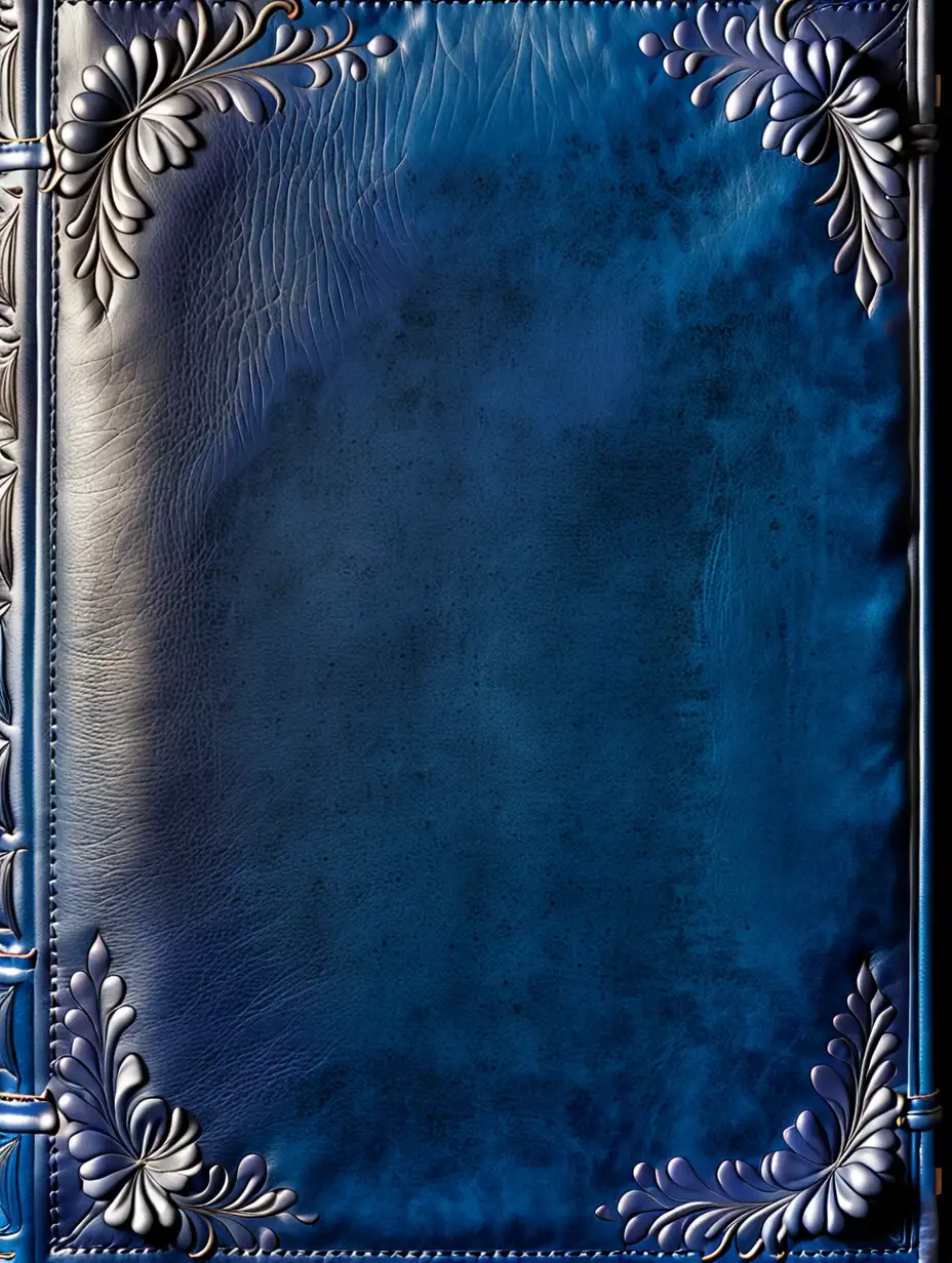 The border of a leather book cover, viewed vertically aligned, in color of bluebonnet.