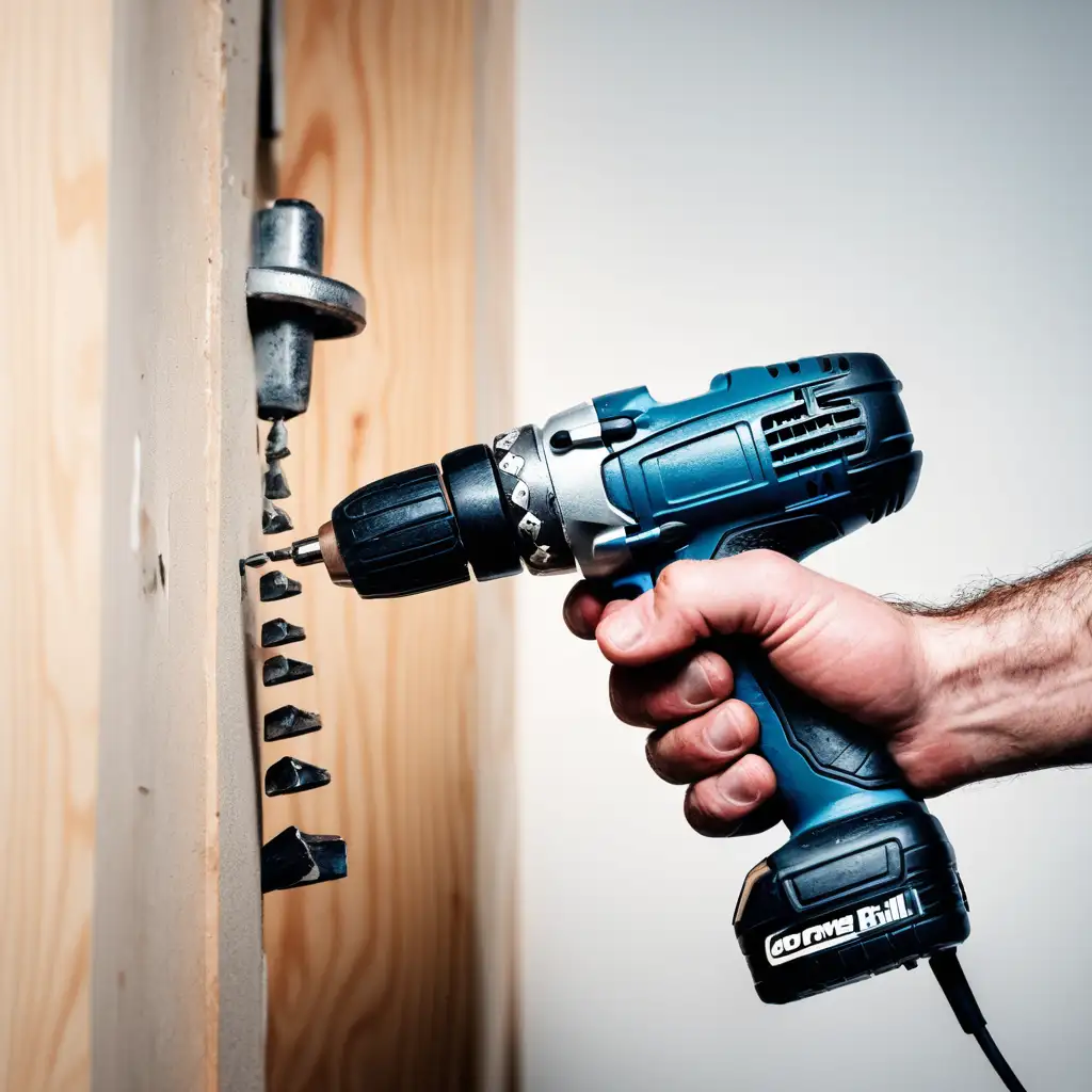 man's hand holding a power drill