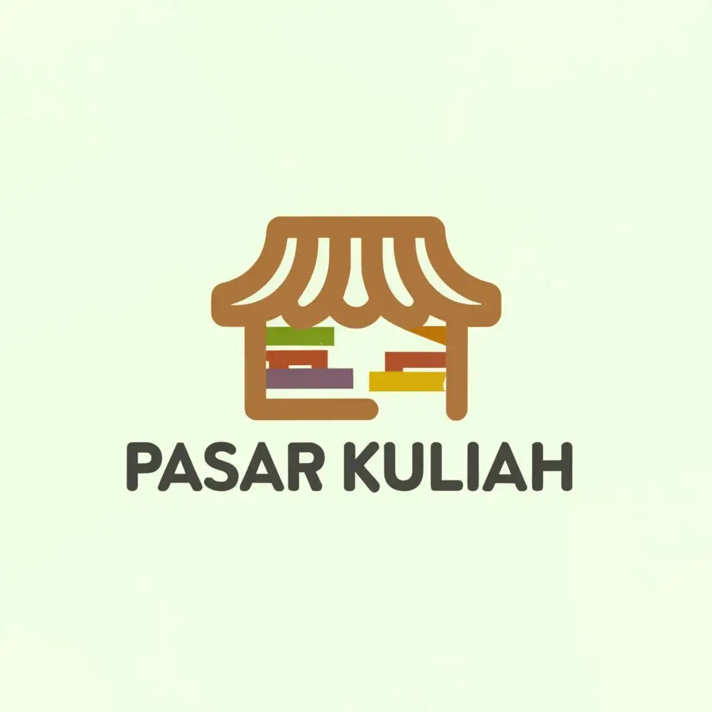a logo design,with the text "Pasar Kuliah", main symbol:traditional market,Minimalistic,be used in Retail industry,clear background, change the item with tools that use for university