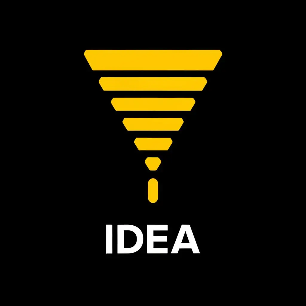 a logo design,with the text "IDEA", main symbol:A modern yellow funnel with a black background. with the word "IDEA" underneath in white,Moderate,be used in Internet industry,clear background