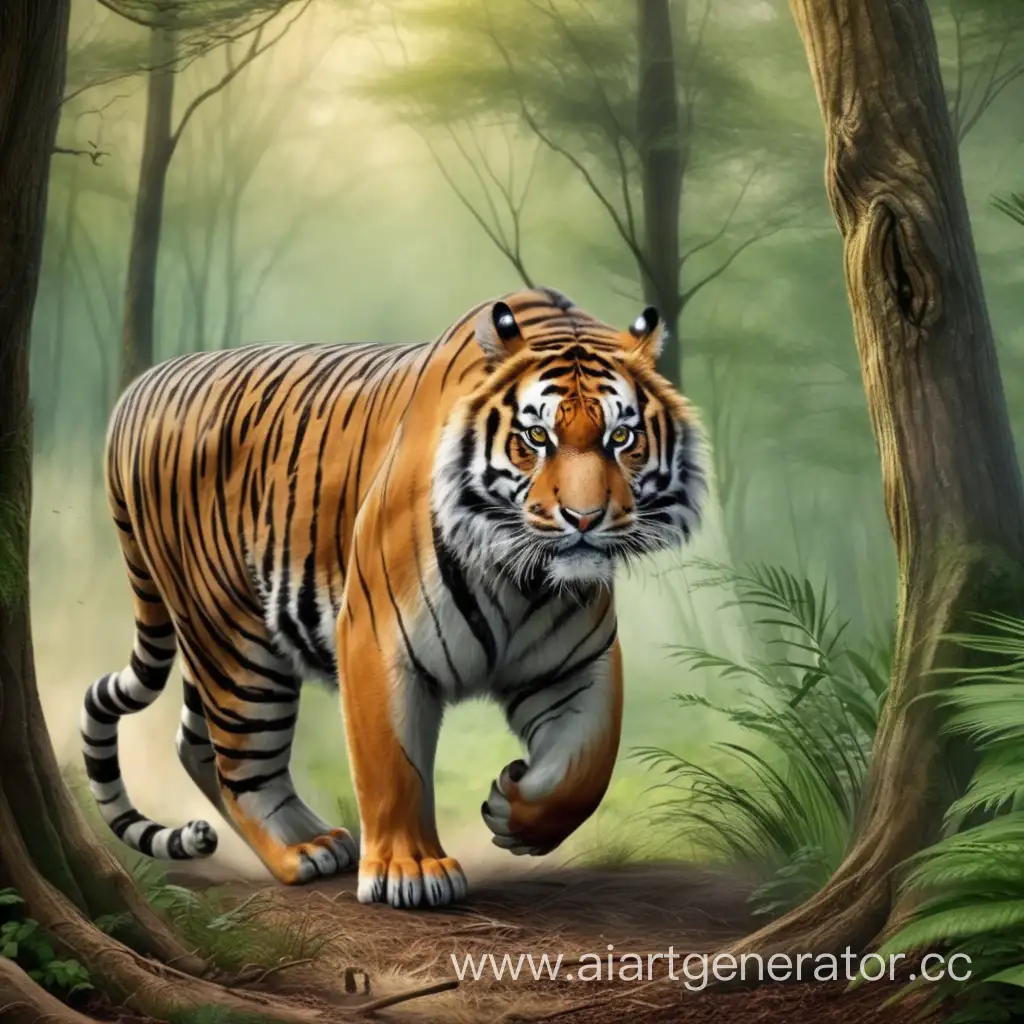 Tiger in a forest more dangerous
