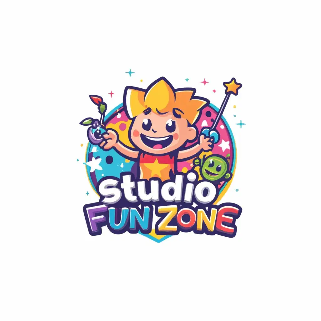 LOGO-Design-for-Studio-Fun-Zone-Vibrant-and-Playful-Emblem-Featuring-Kids-for-Home-and-Family-Industry