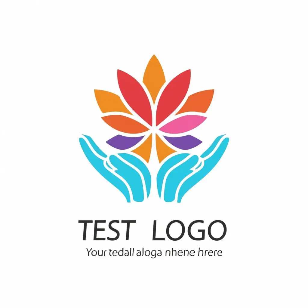 a logo design,with the text "Test Logo", main symbol:hands and flower colorful,Minimalistic,be used in Religious industry,clear background