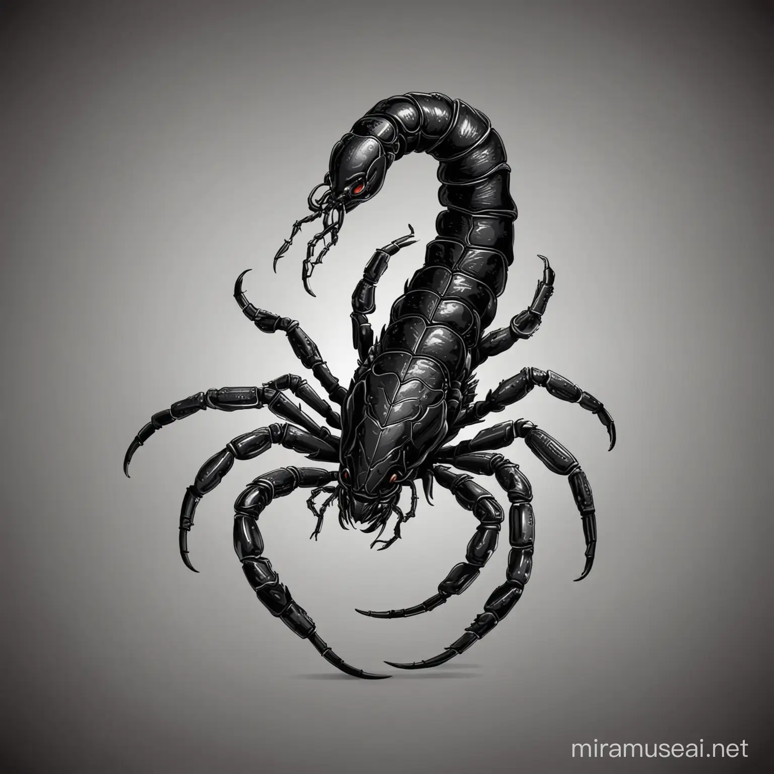 Detailed Black Scorpion Vector Illustration