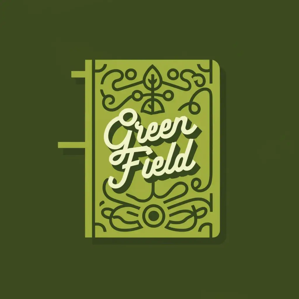 logo, stationary journal, with the text "green field", typography