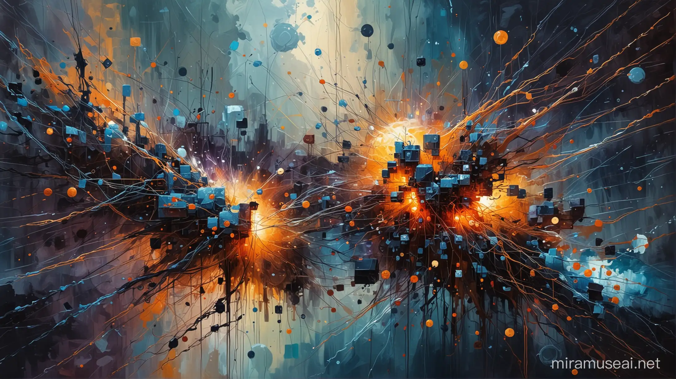 Abstract Modern Techy Artistry in Oil Painting Style