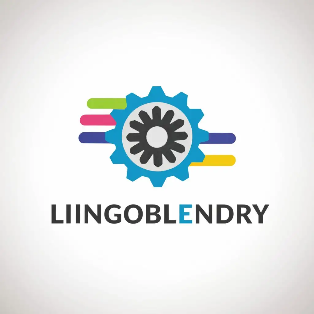 a logo design,with the text "lingoblendry", main symbol:Gear,Moderate,clear background