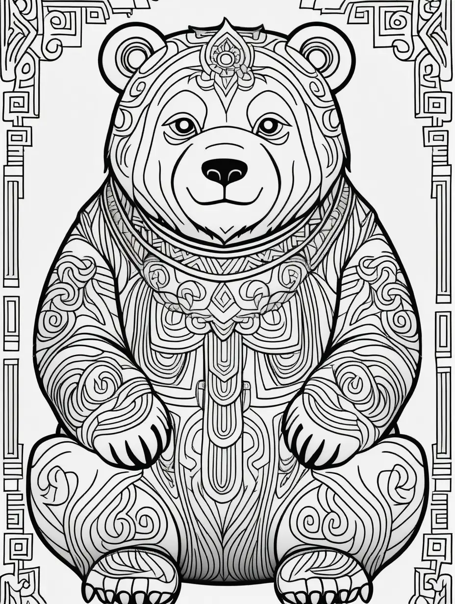 Tibetan Blue Bear Coloring Page for Kids with Thick Lines and Low Detail