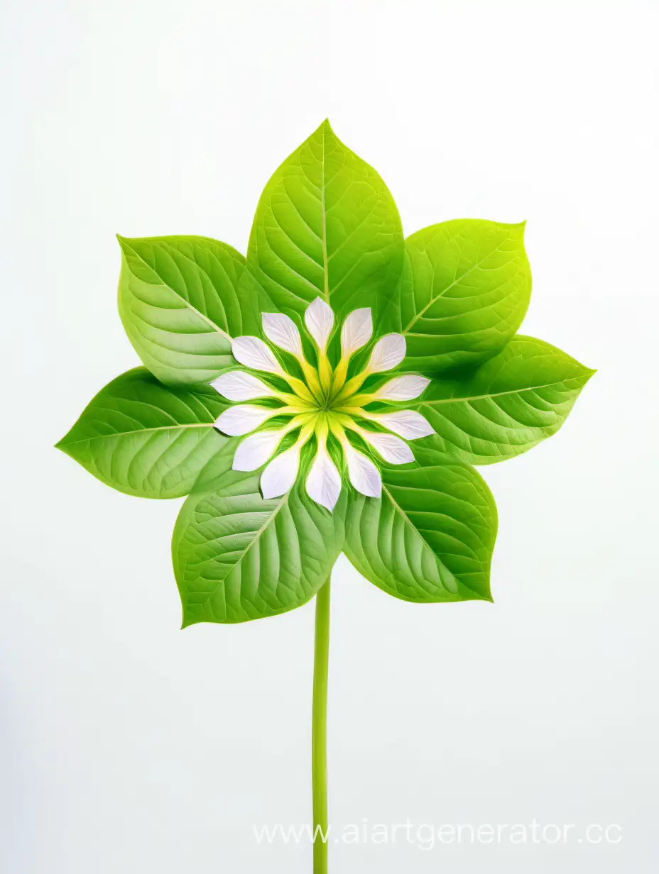 ANNUAL HYBRID wild BIG flower 8k ALL FOCUS with natural fresh green 2 leaves on white background 