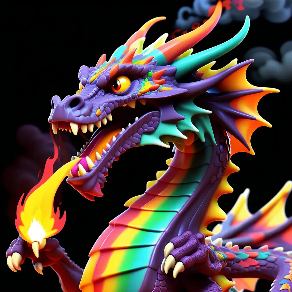 Vibrant Animated Dragon Breathing Fire Mesmerizing Fantasy Art