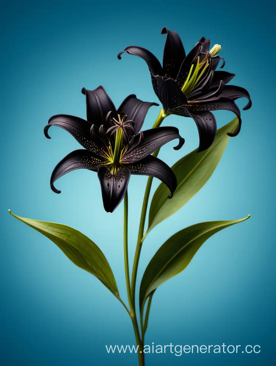 Exquisite-Botanical-Wild-Black-Lily-Flower-on-Tranquil-Blue-Background