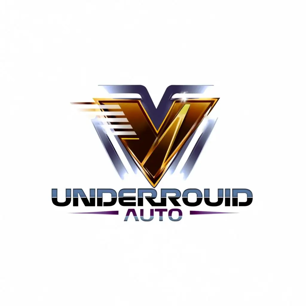 logo, You, with the text "Under Ground Auto ", typography, be used in Automotive industry/ blue/ purple/ gold
