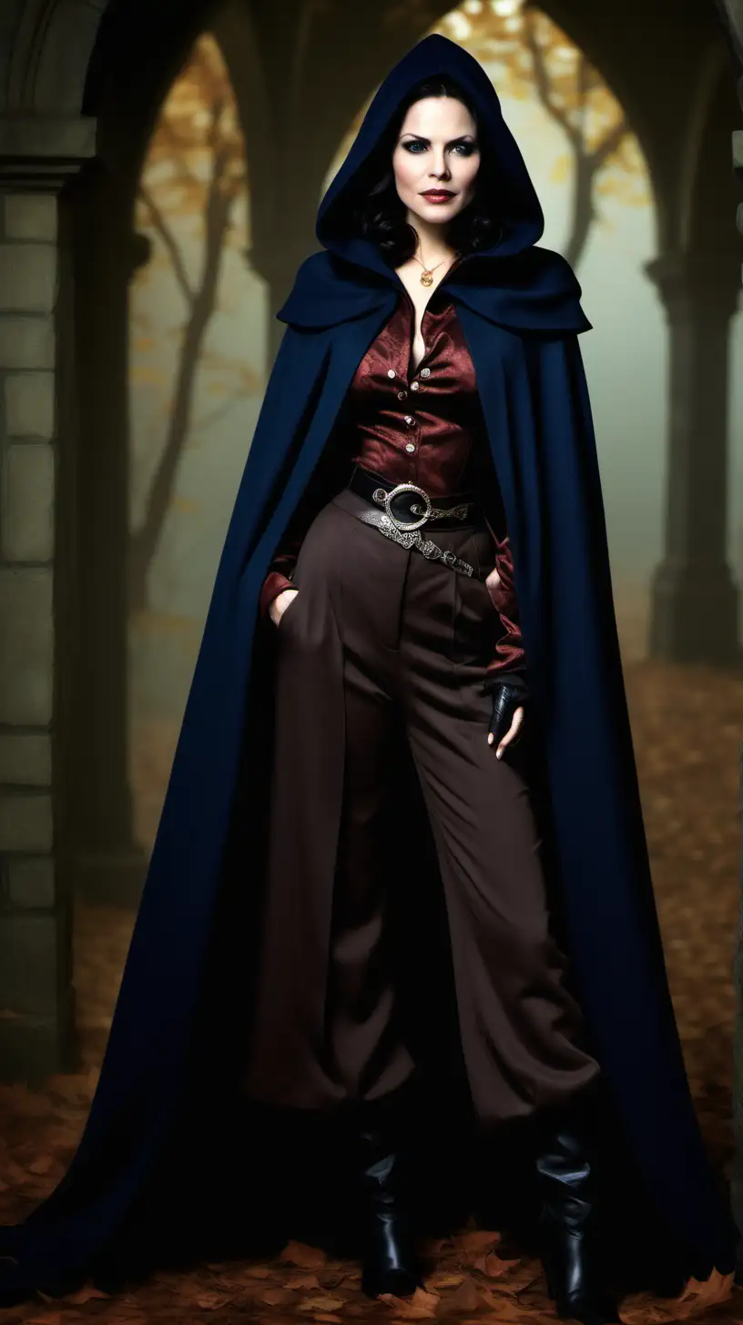 Young Woman in Fantasy Attire Resembling Regina from Once Upon a Time