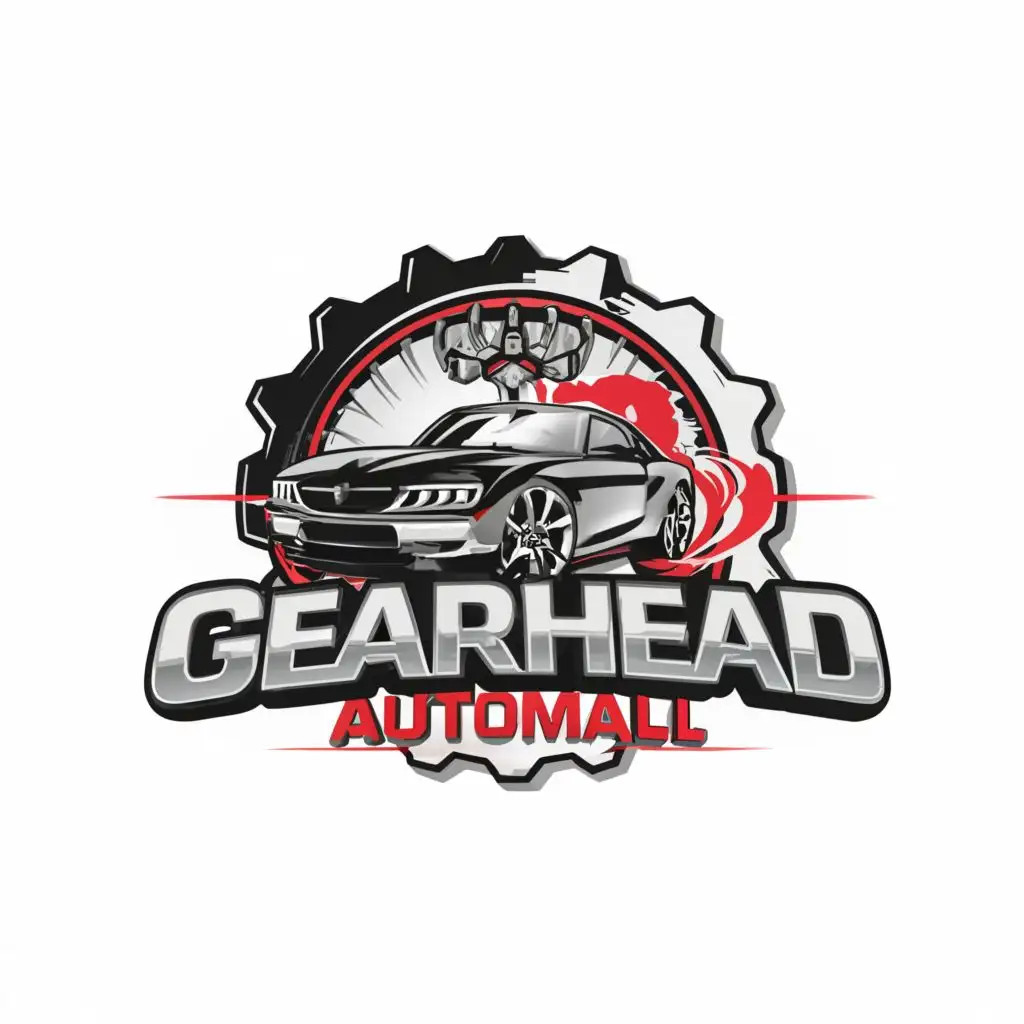LOGO-Design-for-Gearhead-AutoMall-Striking-GearHead-Icon-with-Dynamic-Car-Silhouettes