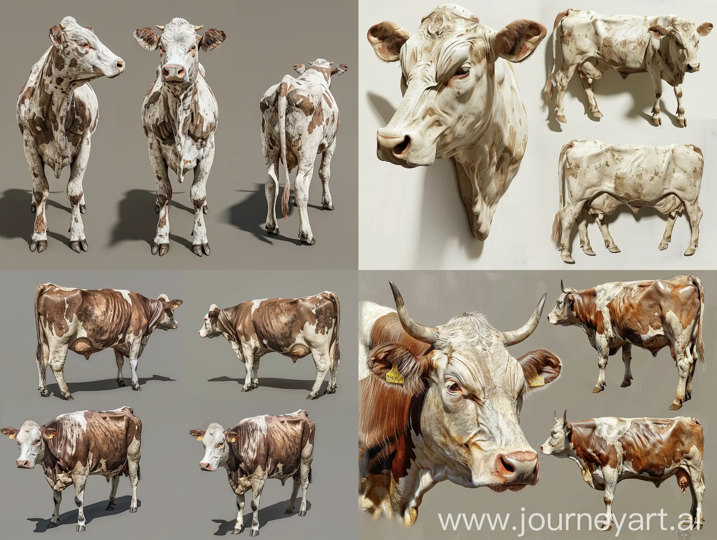 The first highly detailed realistic
image of a Holstein cow. The angle of the photo is from behind. Image format 16:9. The second highly detailed realistic
image of a Holstein cow. The angle of the photo is from the side to the left. The image format is 16:9. The third highly detailed realistic
image of a Holstein cow. The angle of the photo is from the side to the right. Image format 16:9. The fourth highly detailed realistic
image of a Holstein cow. The angle of the photo from above. The image format is 16:9.