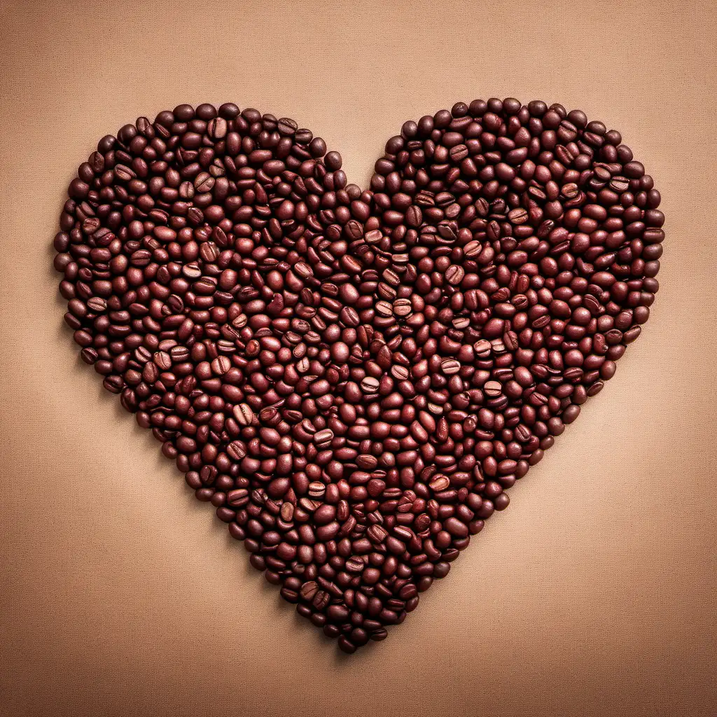 Vibrant Heart Crafted with Coffee Beans