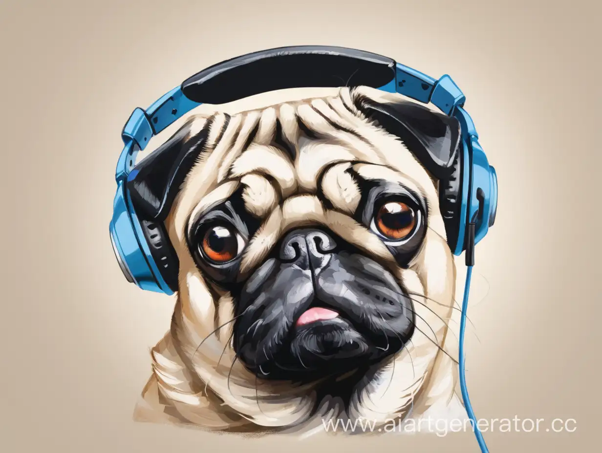 Adorable-Pug-Enjoying-Music-with-Stylish-Headphones