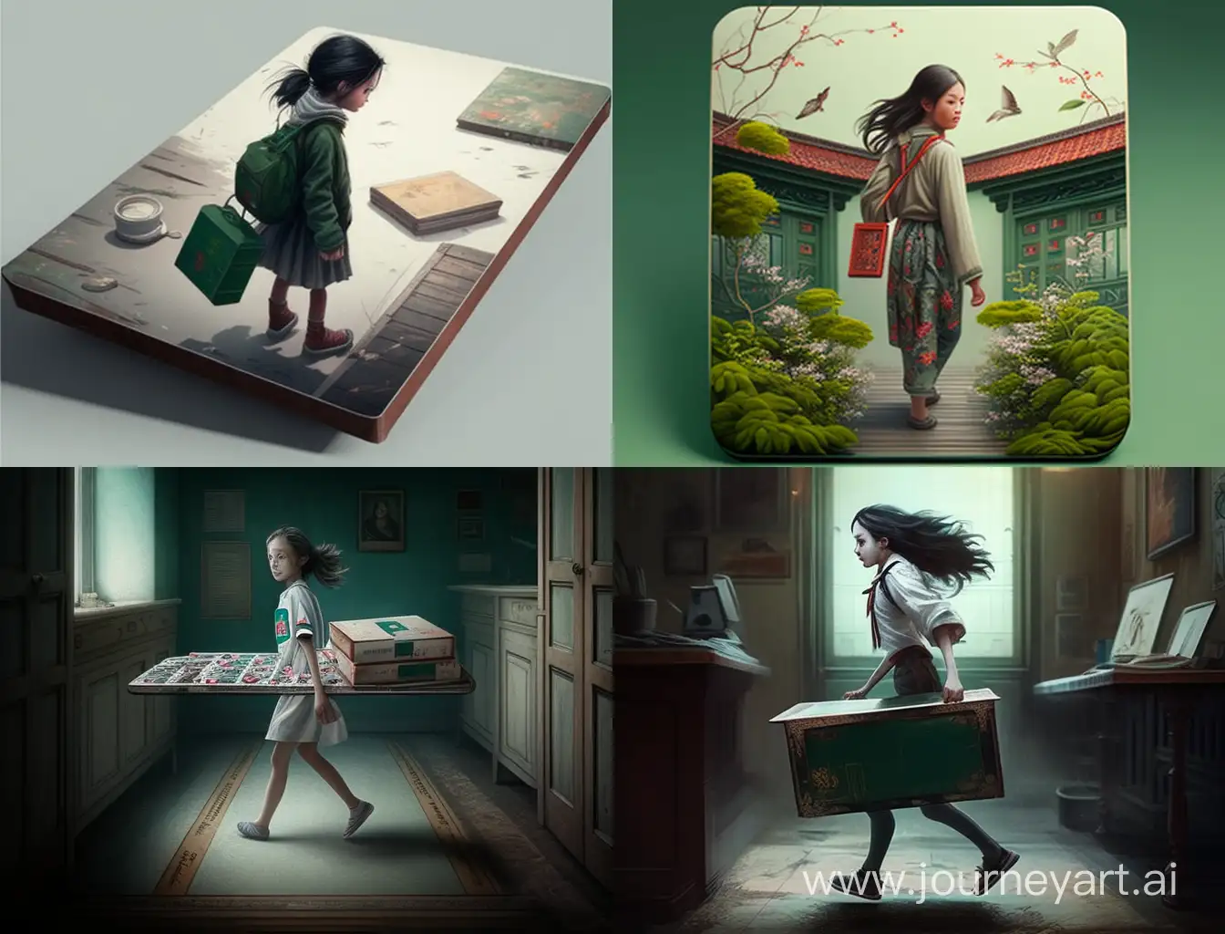Ill-Girl-Carrying-Mahjong-Table-Mat-with-Determination