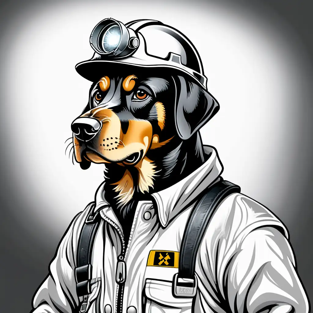 Stern Miner Dog with German Hard Coal Logo on White Background