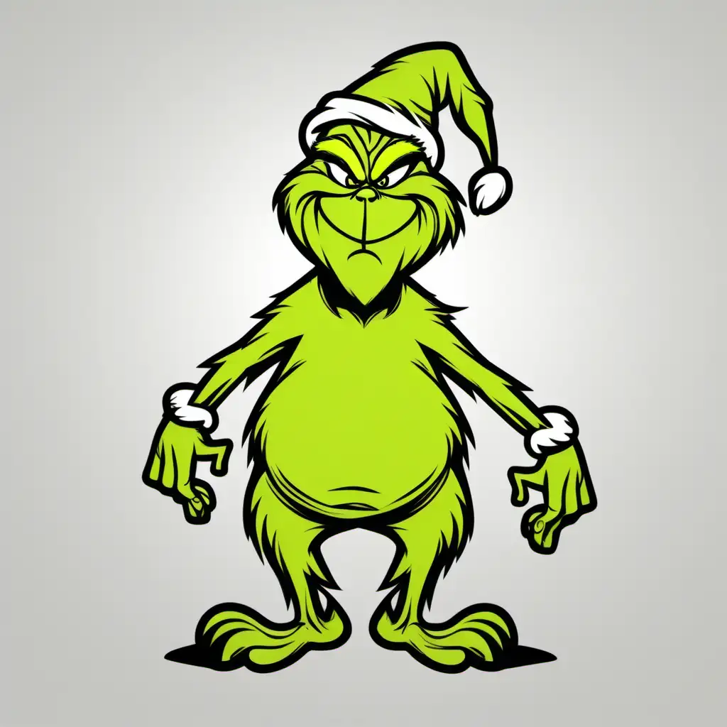 Full Body Grinch with Bold Black Outline Drawing