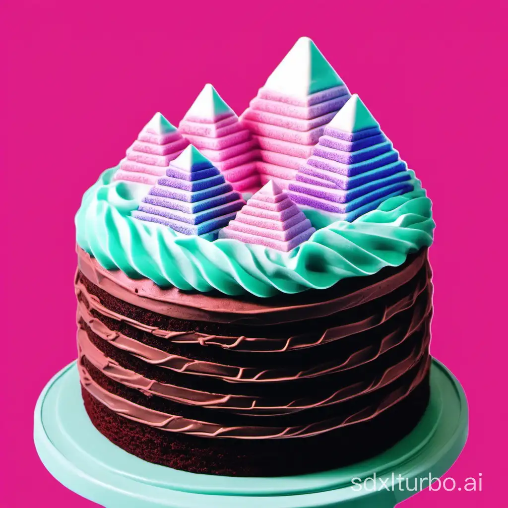 Vaporwave-Chocolate-Cake-Retro-Aesthetic-Dessert-with-Pastel-Colors