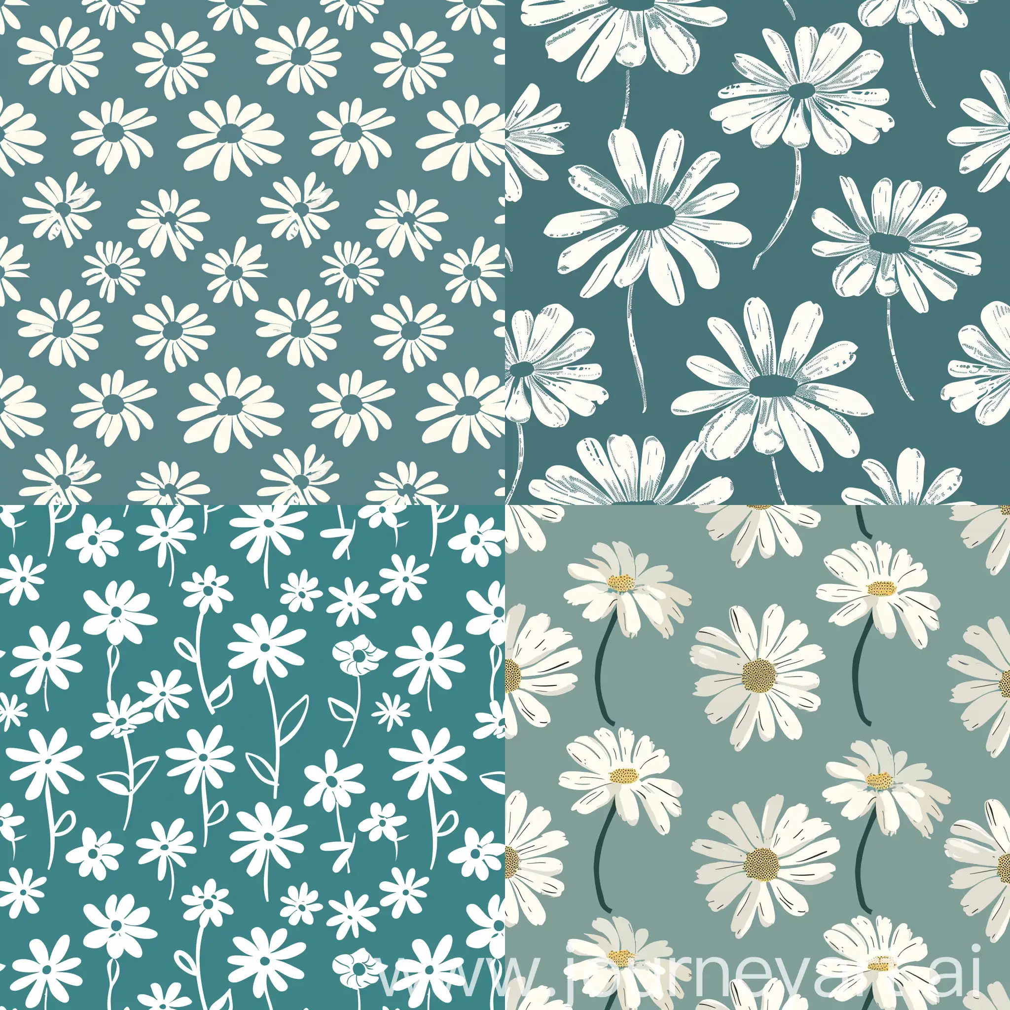 Teal-and-White-Nursery-Little-Daisies-Seamless-Pattern