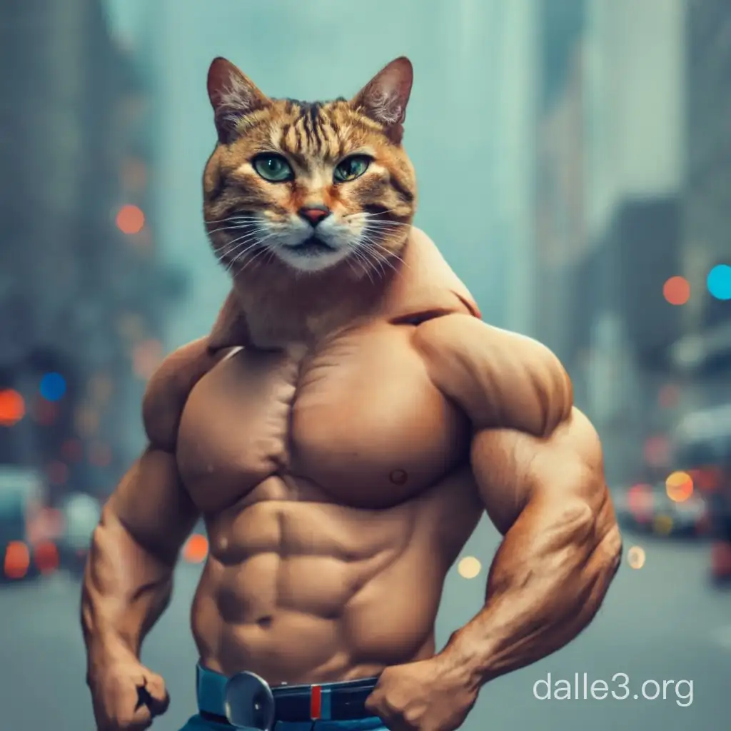 Powerful Feline Flexing Muscles Majestic Cat Strength | Dalle3 AI