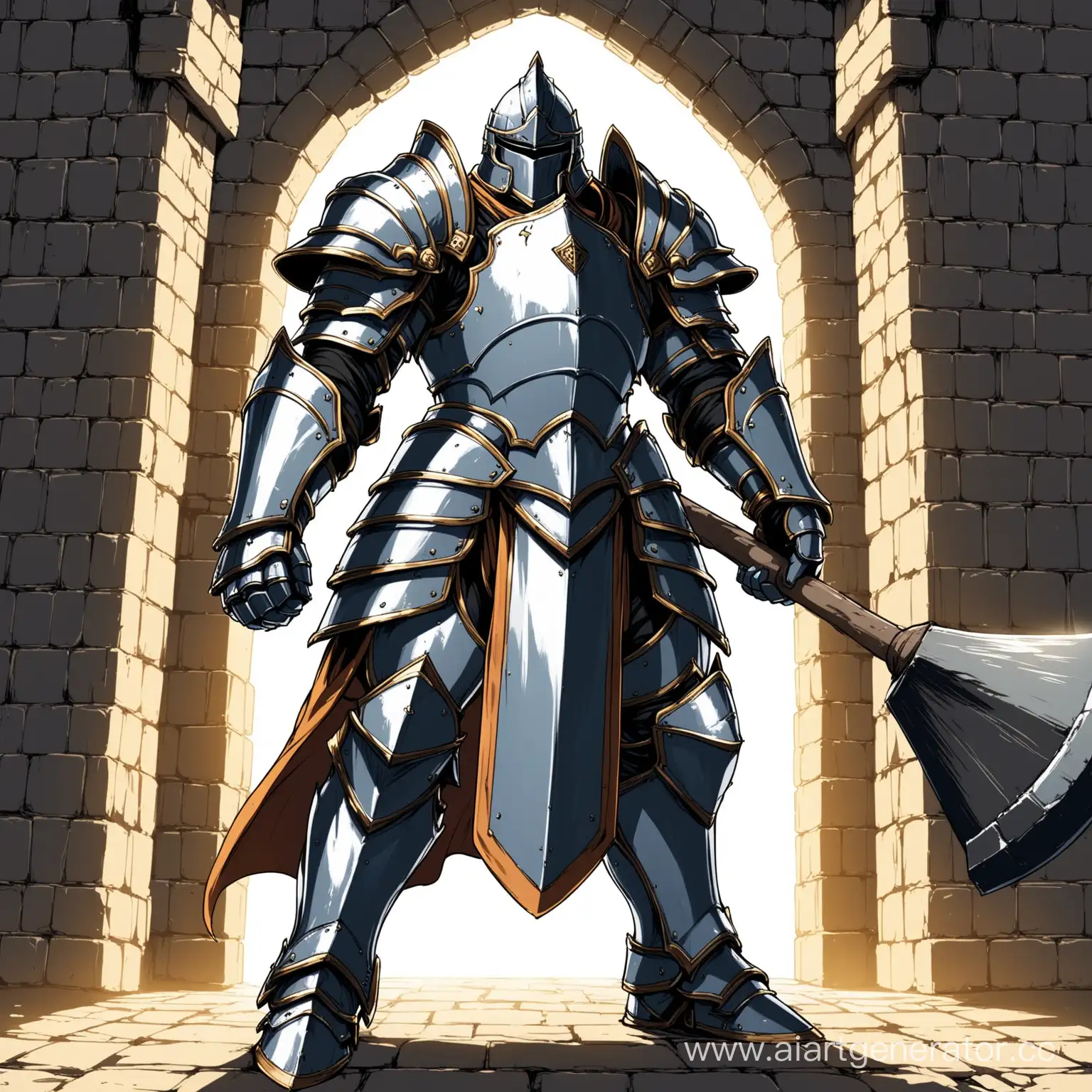 Mighty-Anime-Paladin-Guarding-Fortress-with-Hammer