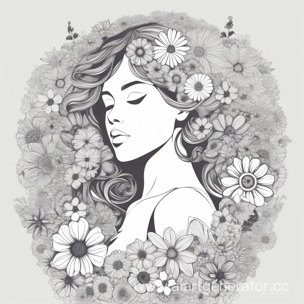 Floral-Girl-Silhouette-Whimsical-Line-Art-Portrait-of-a-FlowerMade-Figure