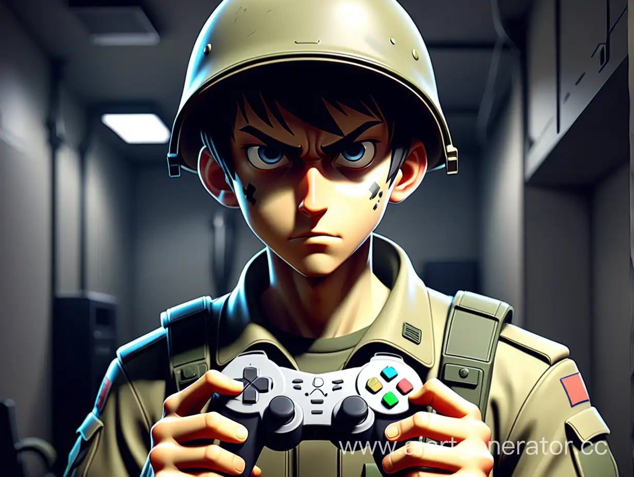 AnimeStyled-Soldier-Engaged-in-Gaming