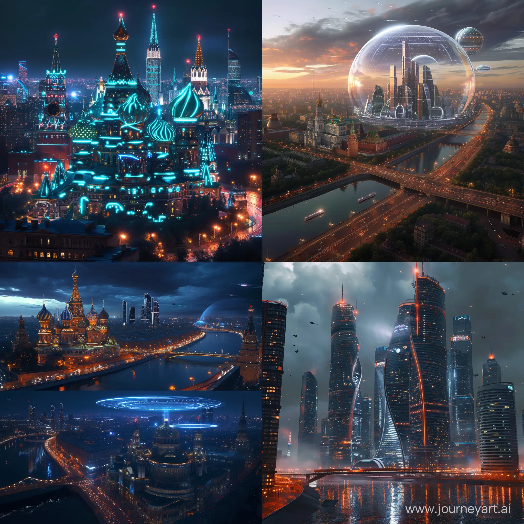Futuristic Moscow, in cinematic futuristic digital style