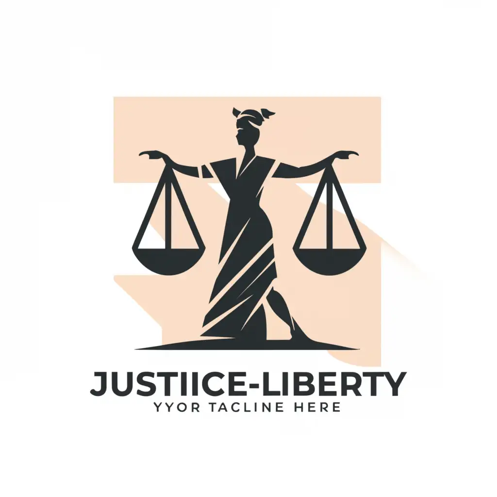 a logo design,with the text "JUSTICE-LIBERTY", main symbol:LAWYER,Moderate,clear background