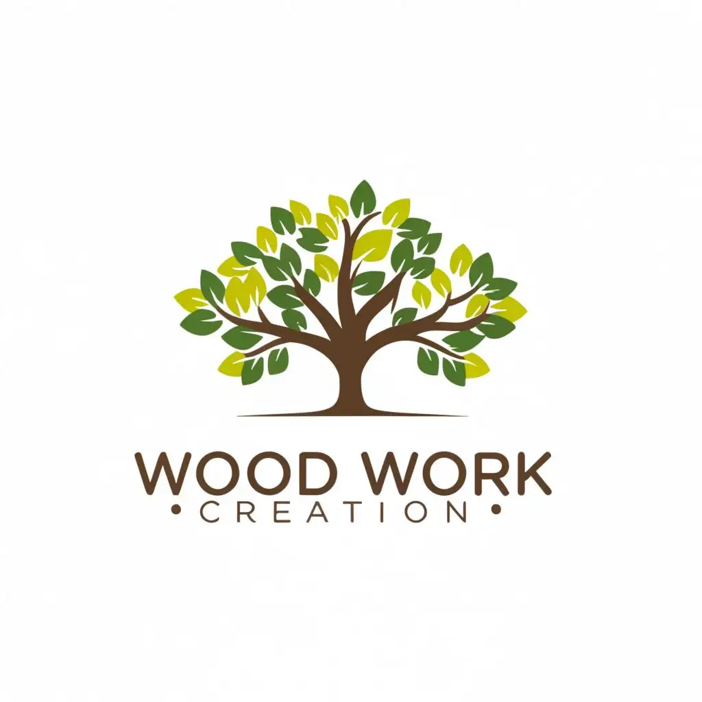 logo, Tree, with the text "Wood Work Creations", typography
