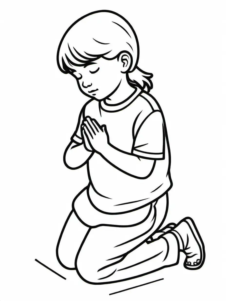 simple outline a a child kneeling
