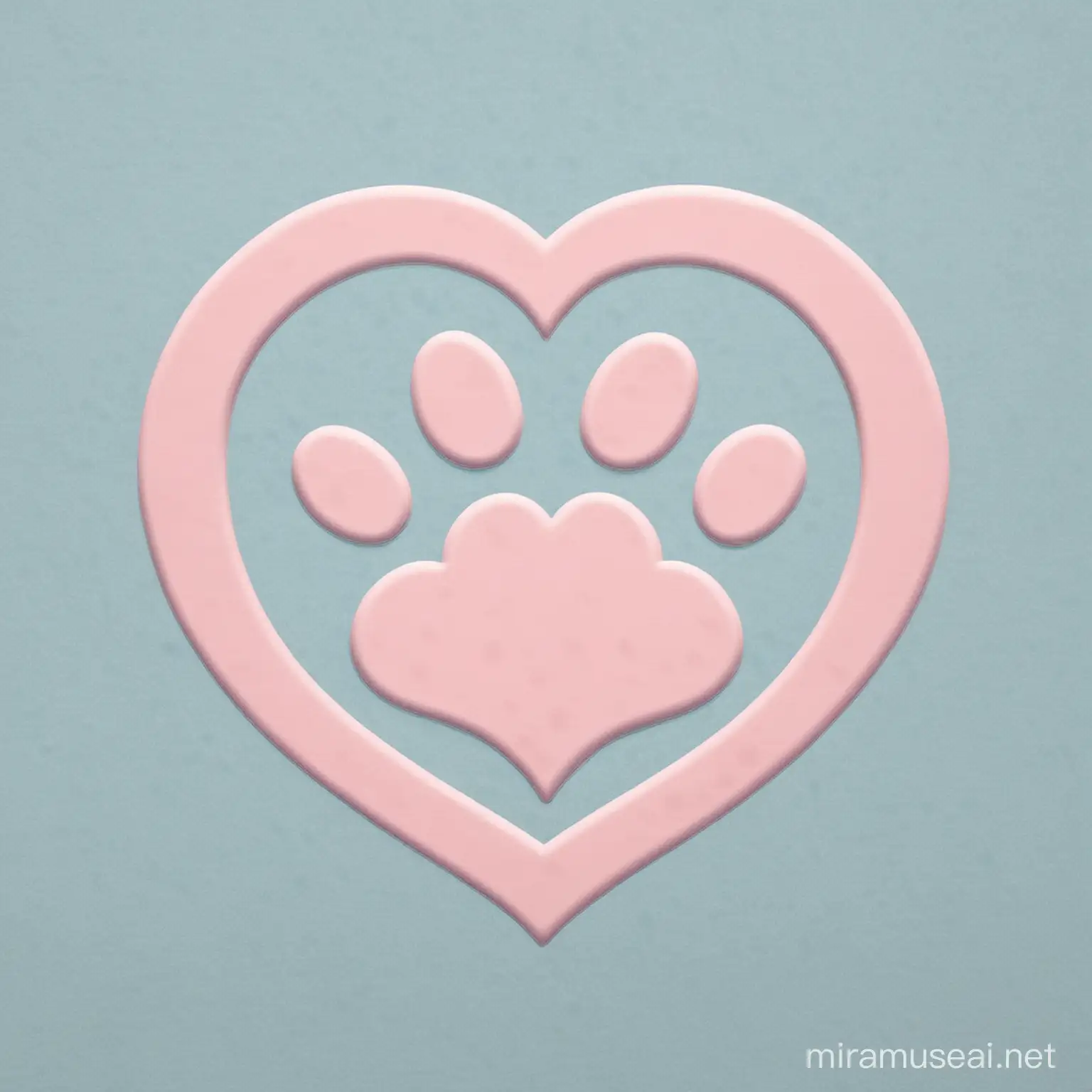 We are presenting a logo that will feature a smiling animal paw surrounded by a heart. The paw should be simple and recognizable, while the heart should add an emotional aspect. We prefer to use soft and gentle colors such as light blue, light pink or light yellow. The logo name is PetParadise