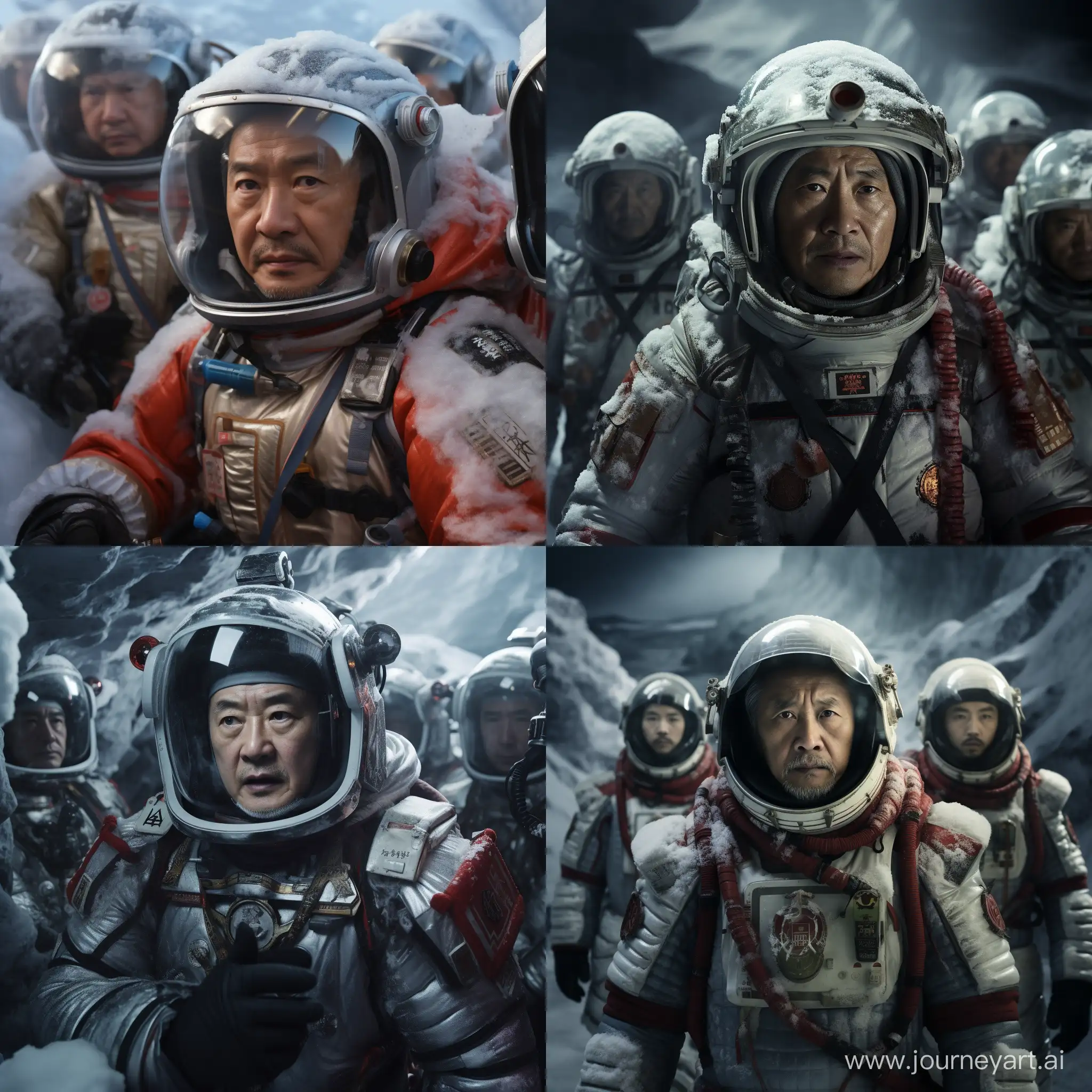A bold and confident scene of Chinese filmmakers presenting "The Wandering Earth 2" at the Oscars, symbolizing a challenge to Western ideologies, set in an artistic and assertive environment.