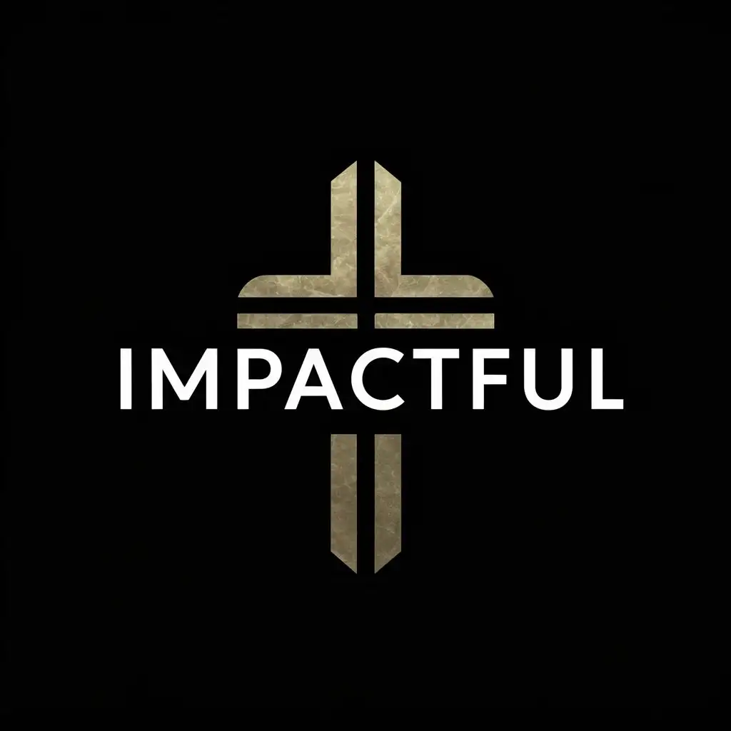 logo, a Cross, with the text "IMPACTFUL", typography, be used in Religious industry