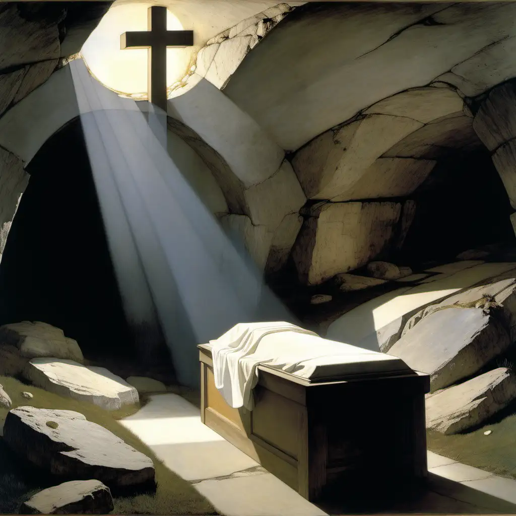 Andrew Wyeth Resurrection of Christ Painting Empty Tomb in Radiant Light