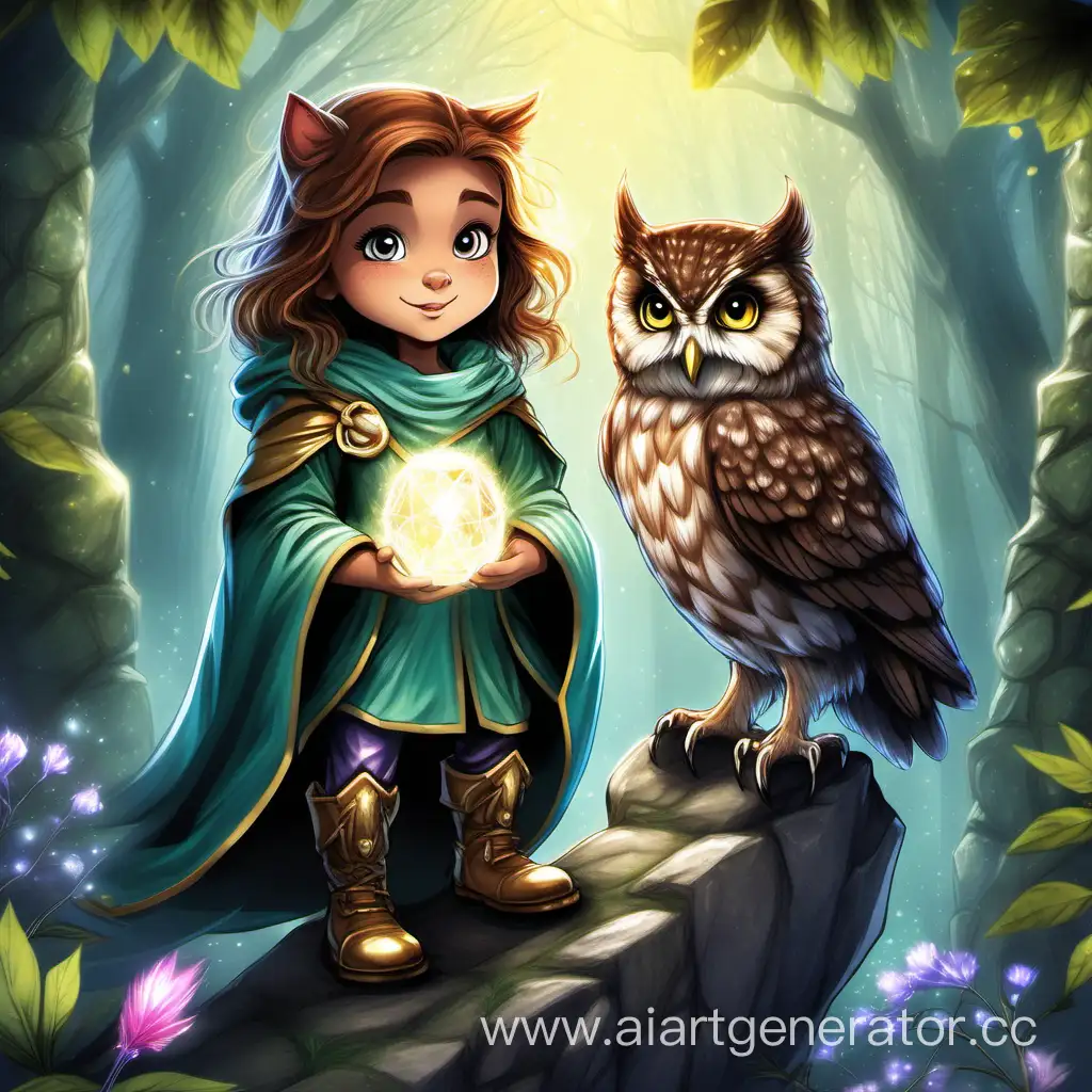 Empowered by the crystal's magic, little cat Pippa and a little owl Oliver hurried back to the kingdom. Grizzle, sensing their mission, tried to stop them, but Pippa's determination prevailed. With the Crystal of Whispers, she touched the stone statues, and a gentle breeze carried away the enchantment.