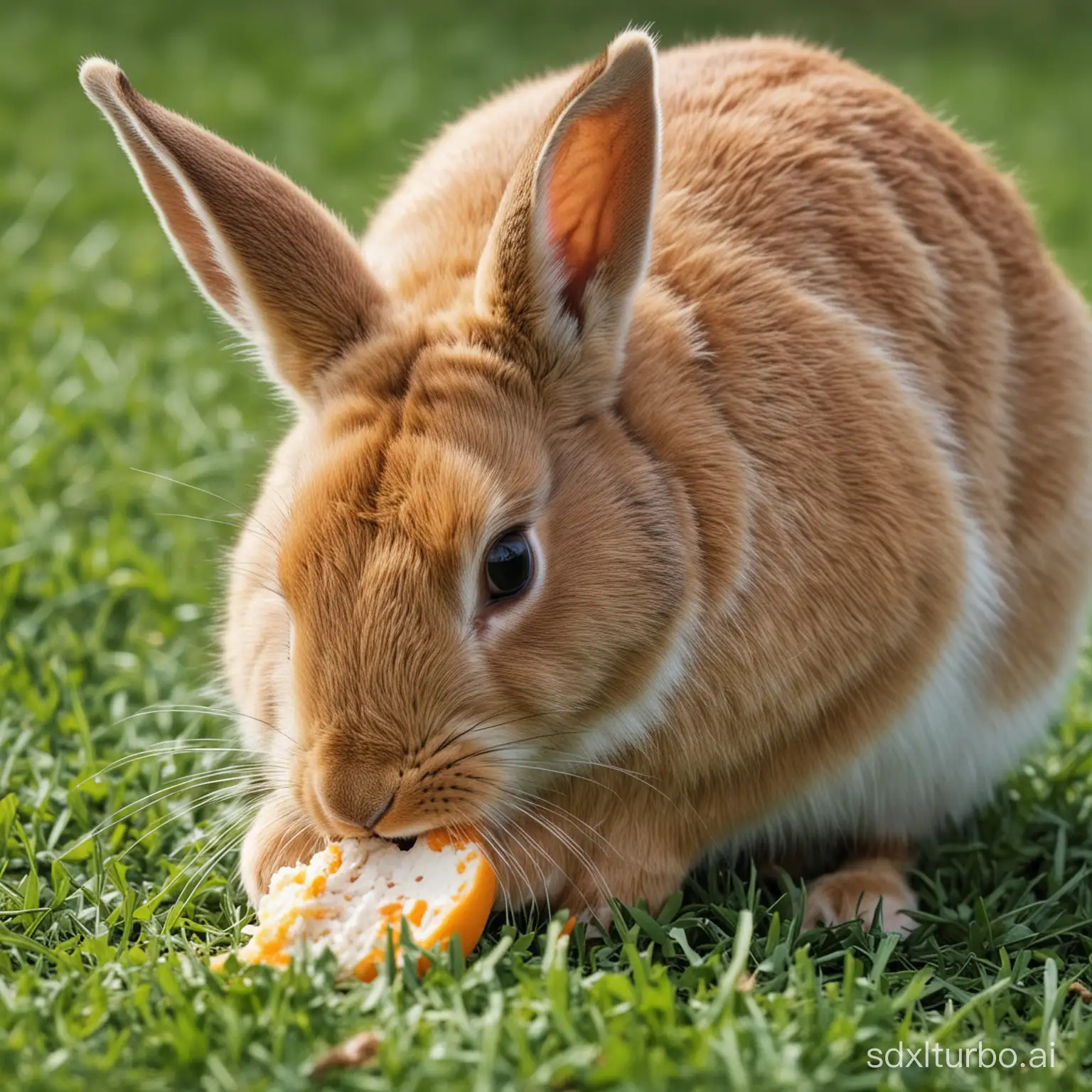 Um coelho comendo
