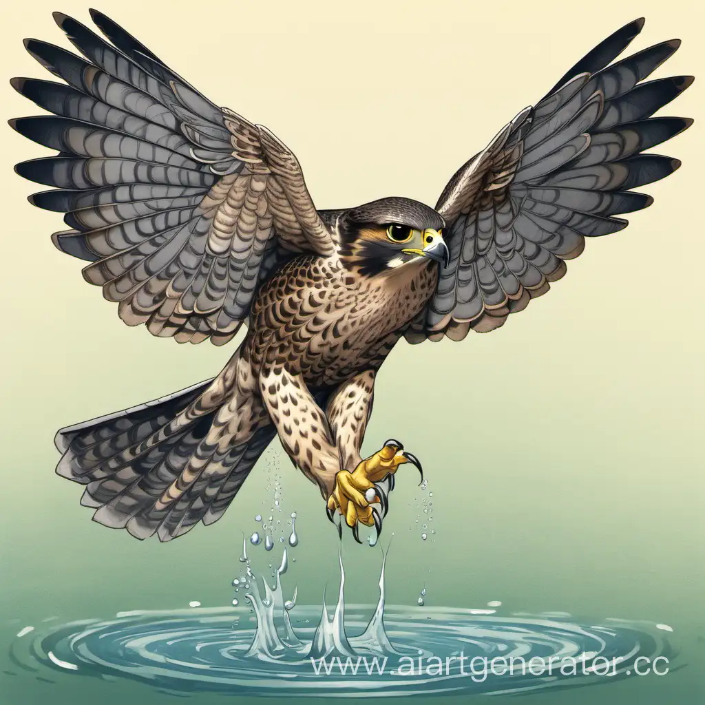 Majestic-FourWinged-Falcon-in-a-Watery-Wonderland