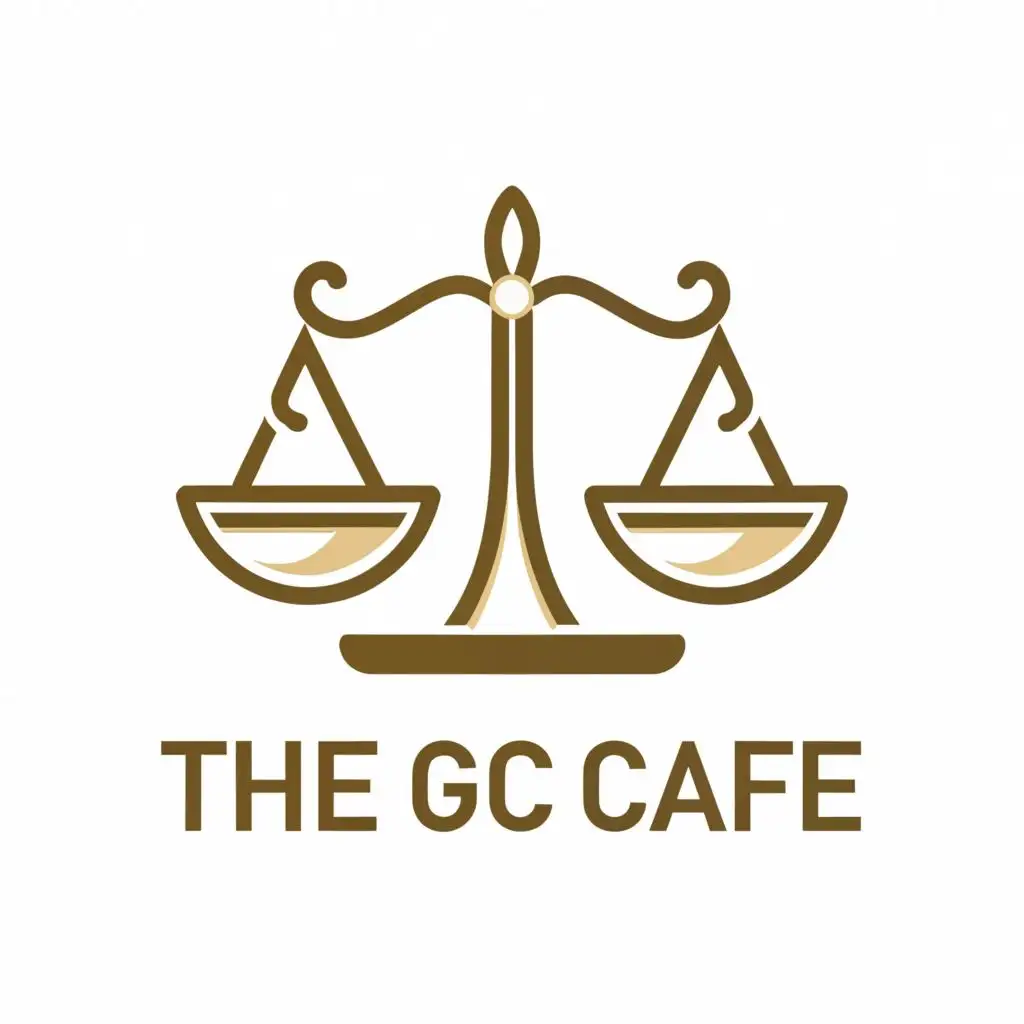 a logo design,with the text "The GC Cafe", main symbol:scales of justice;a cup of coffee,Moderate,be used in Legal industry,clear background