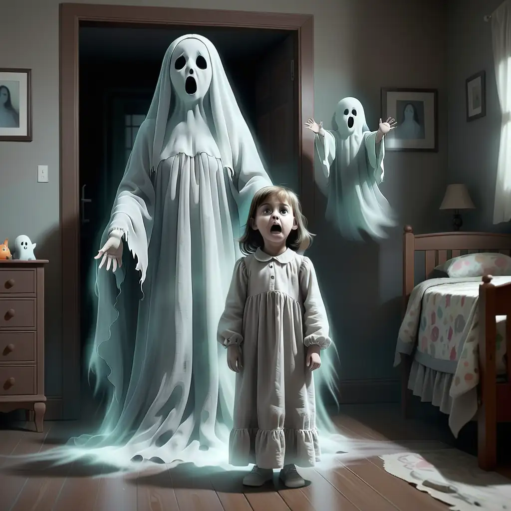 어린아이 앞에 나타난 여자 유령