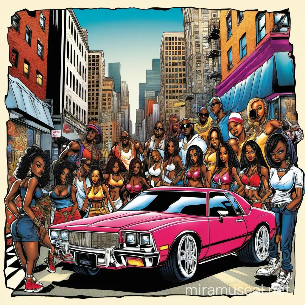 Urban Racing African American Women and Flashy Cars in 2008 Rap Lifestyle