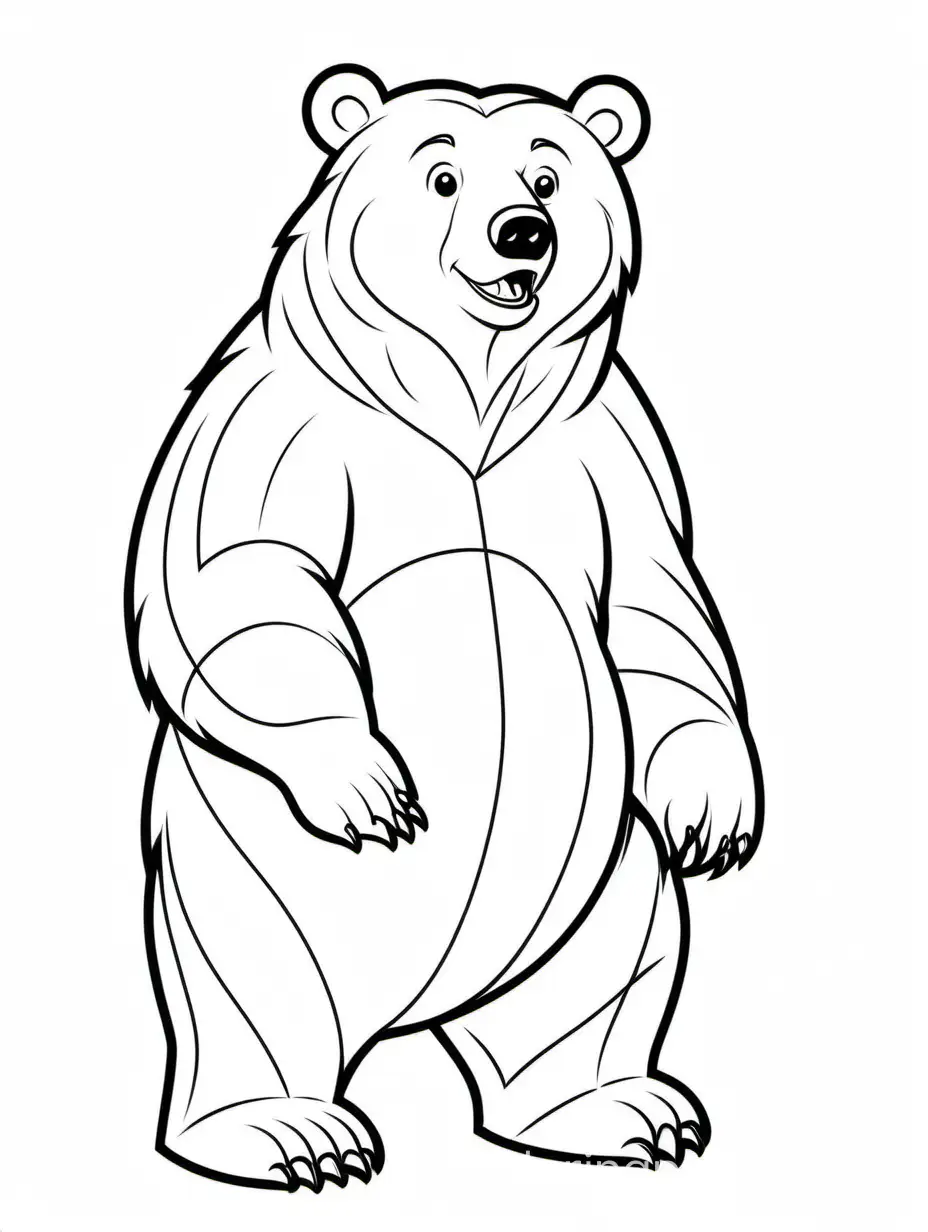a grizzly bear, Coloring Page, black and white, line art, white background, Simplicity, Ample White Space. The background of the coloring page is plain white to make it easy for young children to color within the lines. The outlines of all the subjects are easy to distinguish, making it simple for kids to color without too much difficulty